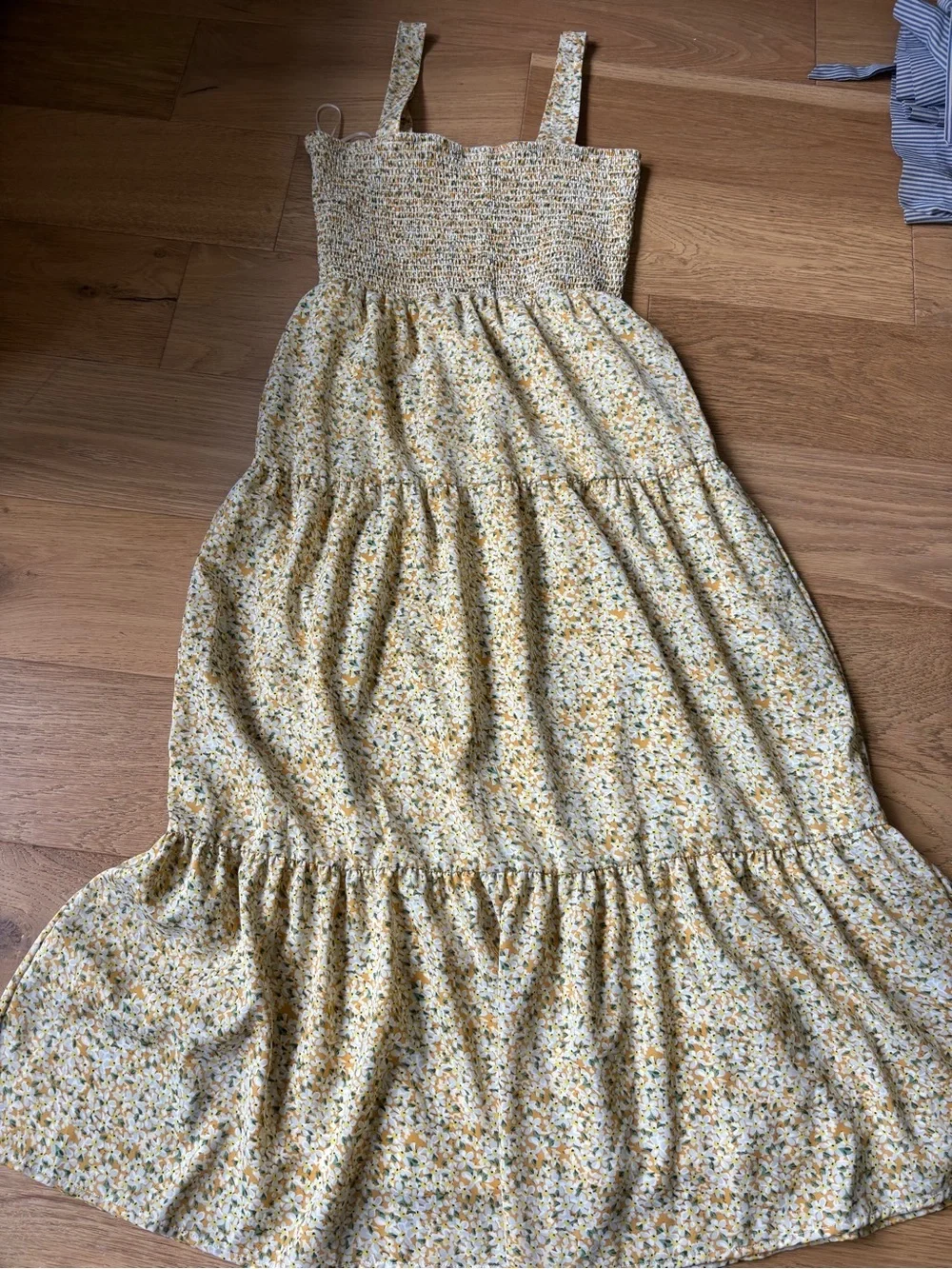 Sam edelman yellow floral tiered maxi dress womens 8 - Picture 2 of 5